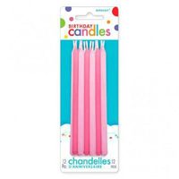 Pink Taper Birthday Candles - 12 Pk