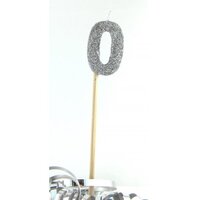 Silver Glitter Long Stick Candle - # 0