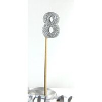 Silver Glitter Long Stick Candle - # 8