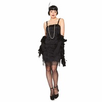 Black Fringed Flapper Dress Adult Costume