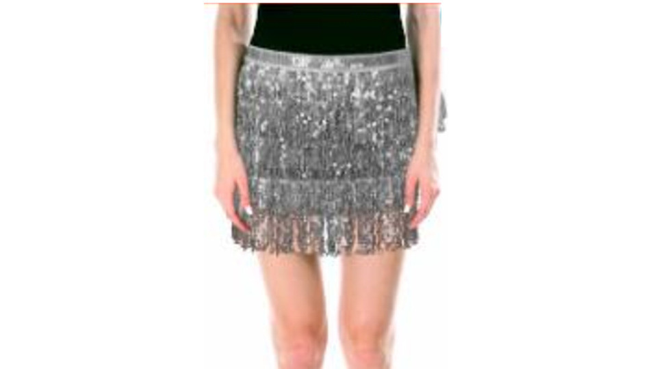 Silver Sequin Fringed Skirt One Size Fancy That Costumes Sydney