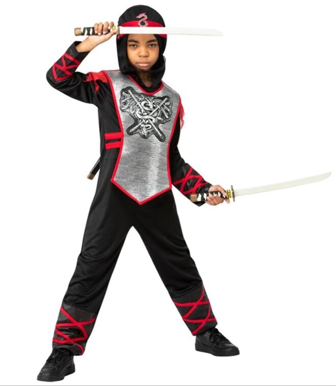 Deluxe Dragon Ninja Costume Child Black Red Silver main image 1