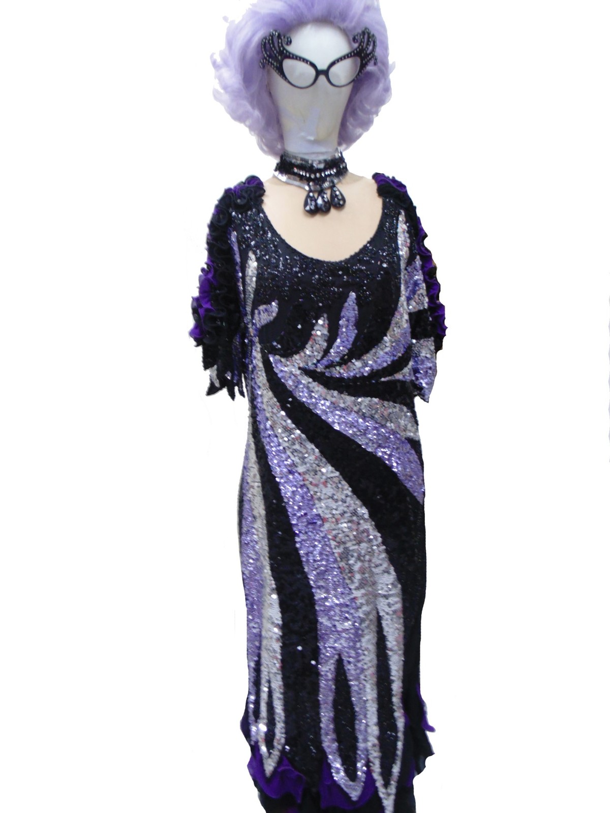 Pop Wig Clown Purple Dame Edna Hair Pop Wig Clown Purple Dame Edna Hair
