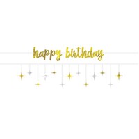 Happy Birthday Banner Kit - Gold & Silver Stars