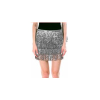 Silver Sequin Fringed Skirt - One Size