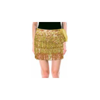 Gold Sequin Fringed Skirt - One Size