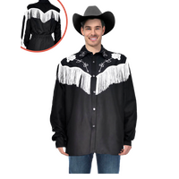Adult Cowboy Shirt - Black Fringed