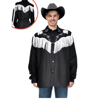 Adult Cowboy Shirt - Black Fringed