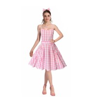 Barbie Style Pink Gingham Dress Adult Costume
