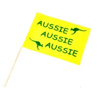 Aussie Fan Flag on Stick - Gold & Green