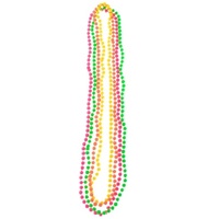 1980s Fluro Neon Bead Necklaces - 4 Pk