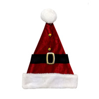 Deluxe Santa Hat with Buckle & Bells