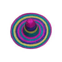 Mexican Rainbow Striped Straw Sombrero