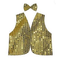Adult Gold Sequin Vest & Bow Tie Set