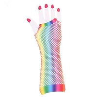 Long Rainbow Mesh Fingerless Gloves
