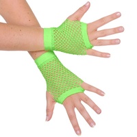 Fishnet Gloves - Short Fingerless Neon Green