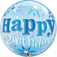 Birthday Milestone Blue Starburst Sparkle Bubble Balloon - 56cm