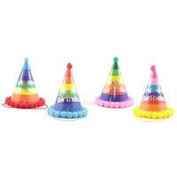 Rainbow Pom Pom Party Hat