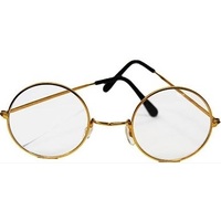 Gold Rimmed Santa Glasses - Round