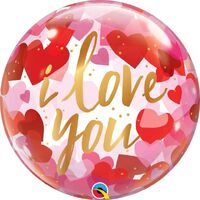 I Love You Paper Hearts Bubble Balloon - 56cm