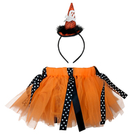Girls Orange & Black Halloween Tutu Plus Headband