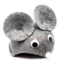 Grey Mouse Hat on Elastic