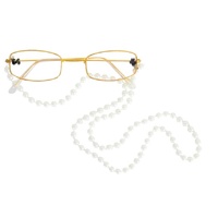 Gold Rim Old Lady Glasses with Pearl Chain