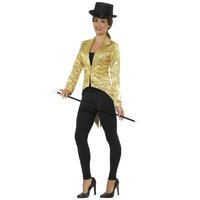Gold Sequin Womens Tailcoat Jacket [Size: S (8-10)]
