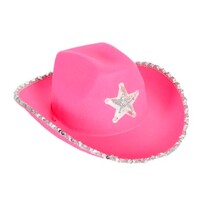 Cowboy Hat - Hot Pink with Sequin Trim