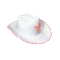 Cowboy Hat - White with Pink Sequin Trim