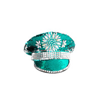 Festival Cap - Turquoise Studded Sequin