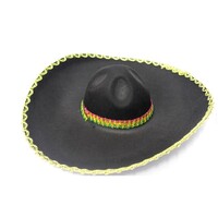 Mexican Sombrero - Black with Gold Trim