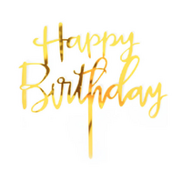 Deluxe Cake Topper - Gold Happy Birthday