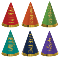 Mini Cone Party Hats - Rainbow Foil 12 Pk