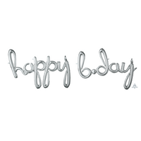 Happy BDay Silver Script Air-fill Balloons