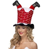 Santa Stuck in Chimney Christmas Hat