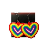 Rainbow Love Heart Pierced Earrings