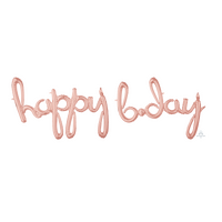 Happy BDay Rose Gold Script Air-fill Balloons
