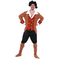 Red Brocade Pirate Mens Costume