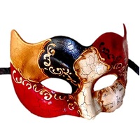 Vivaldi Zane Red & Gold Deluxe Italian Masquerade Eye Mask