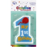 1st Birthday Jumbo Blue Number Candle