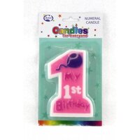 1st Birthday Jumbo Pink Number Candle