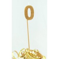 Gold Glitter Long Stick Candle - # 0