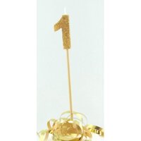 Gold Glitter Long Stick Candle - # 1