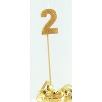 Gold Glitter Long Stick Candle - # 2