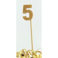 Gold Glitter Long Stick Candle - # 5