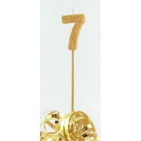 Gold Glitter Long Stick Candle - # 7