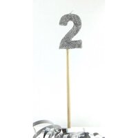 Silver Glitter Long Stick Candle - # 2