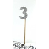 Silver Glitter Long Stick Candle - # 3