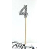 Silver Glitter Long Stick Candle - # 4